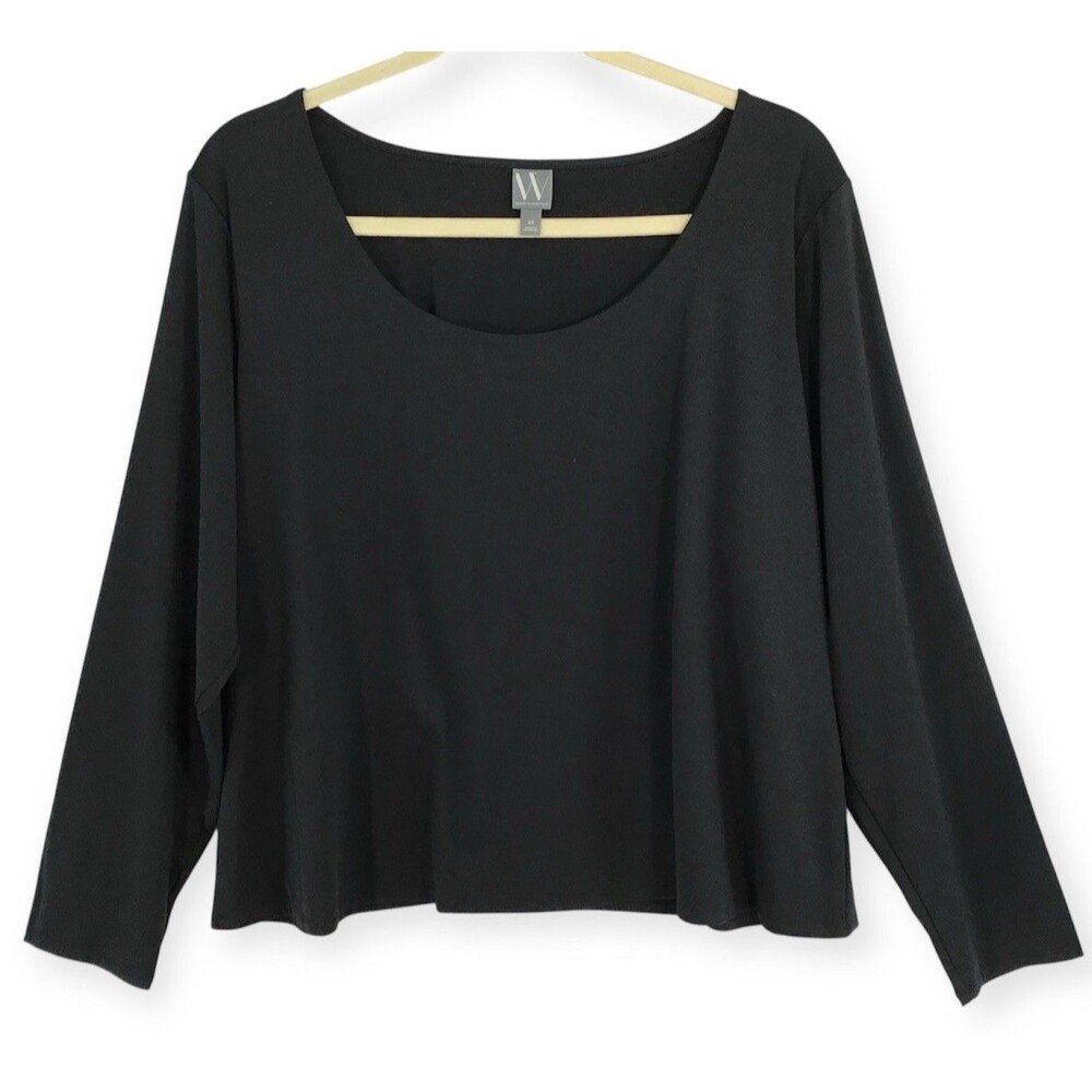 Worthington NEW Top Women's 4X Black Pullover Long Sleeve Ultra Smoothing Loose